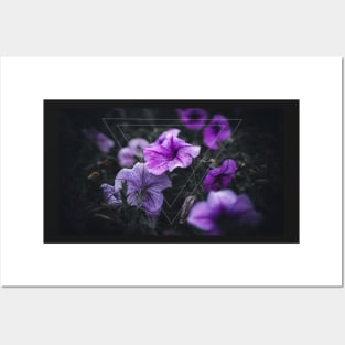Dark Moody Purple Petunia Garden Posters and Art